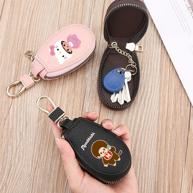 Women Bags With Wallet - 1pcs MONCHHICHI Leather Zipper Key Wallet