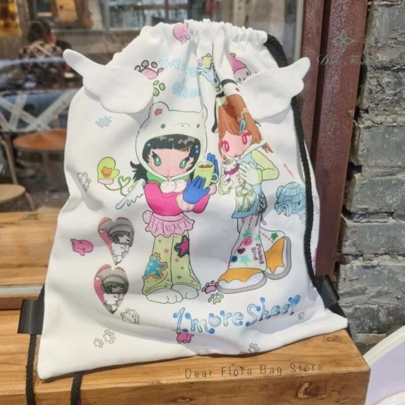 Women'S Japanese Bags - Lolita Japanese Cartoon Chic Drawstring Backpack