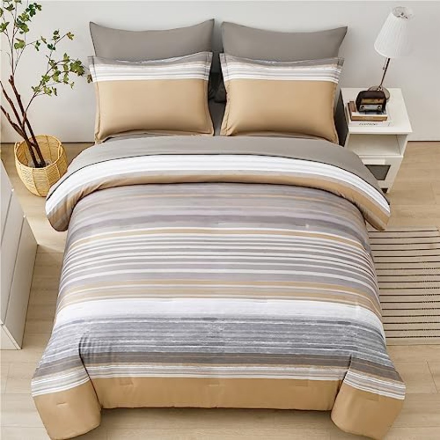 7 Pcs Bed in a Bag Stripe Comf - Women Bags White review and price