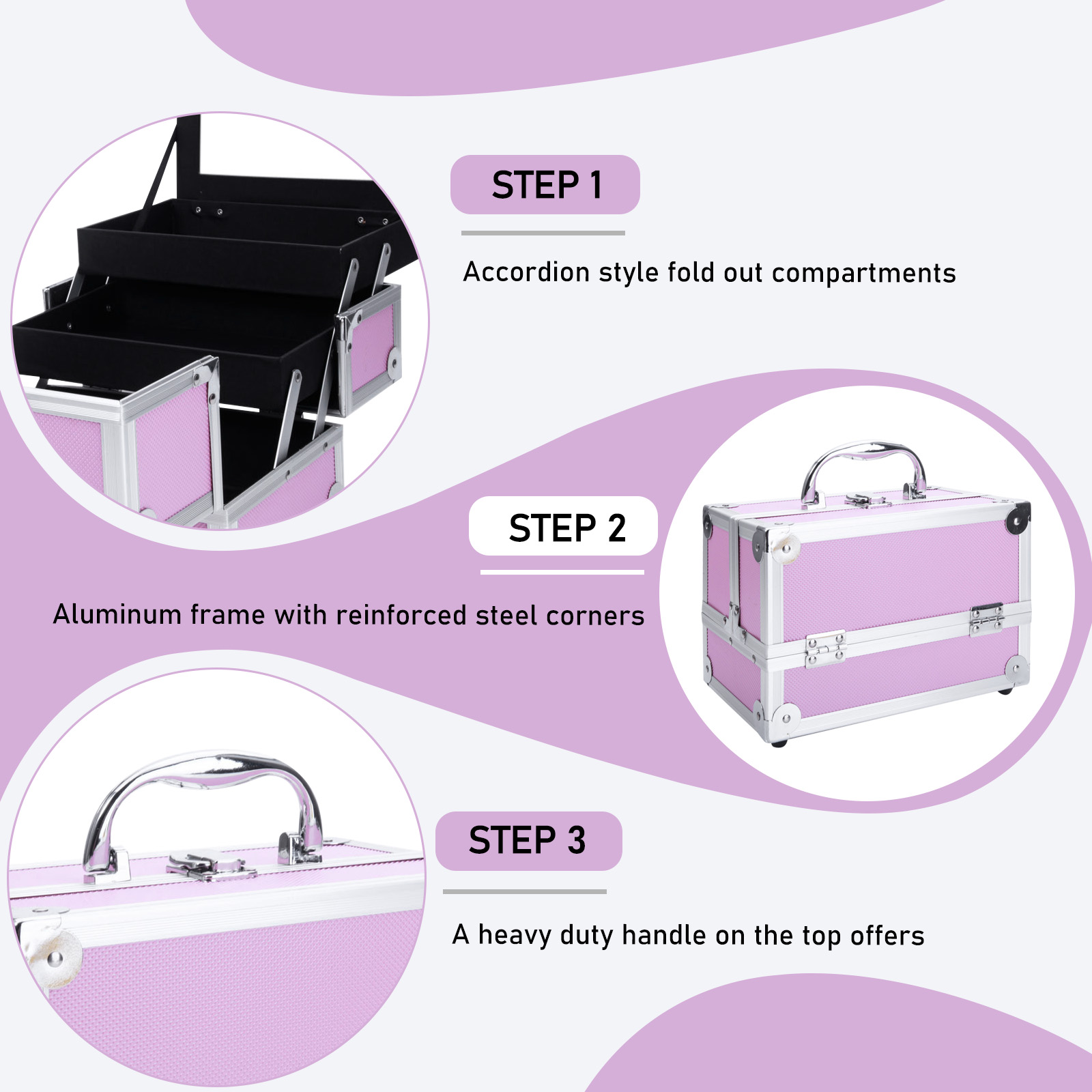 Pink Aluminum Alloy Makeup Cas - Women Handheld Bags review and price