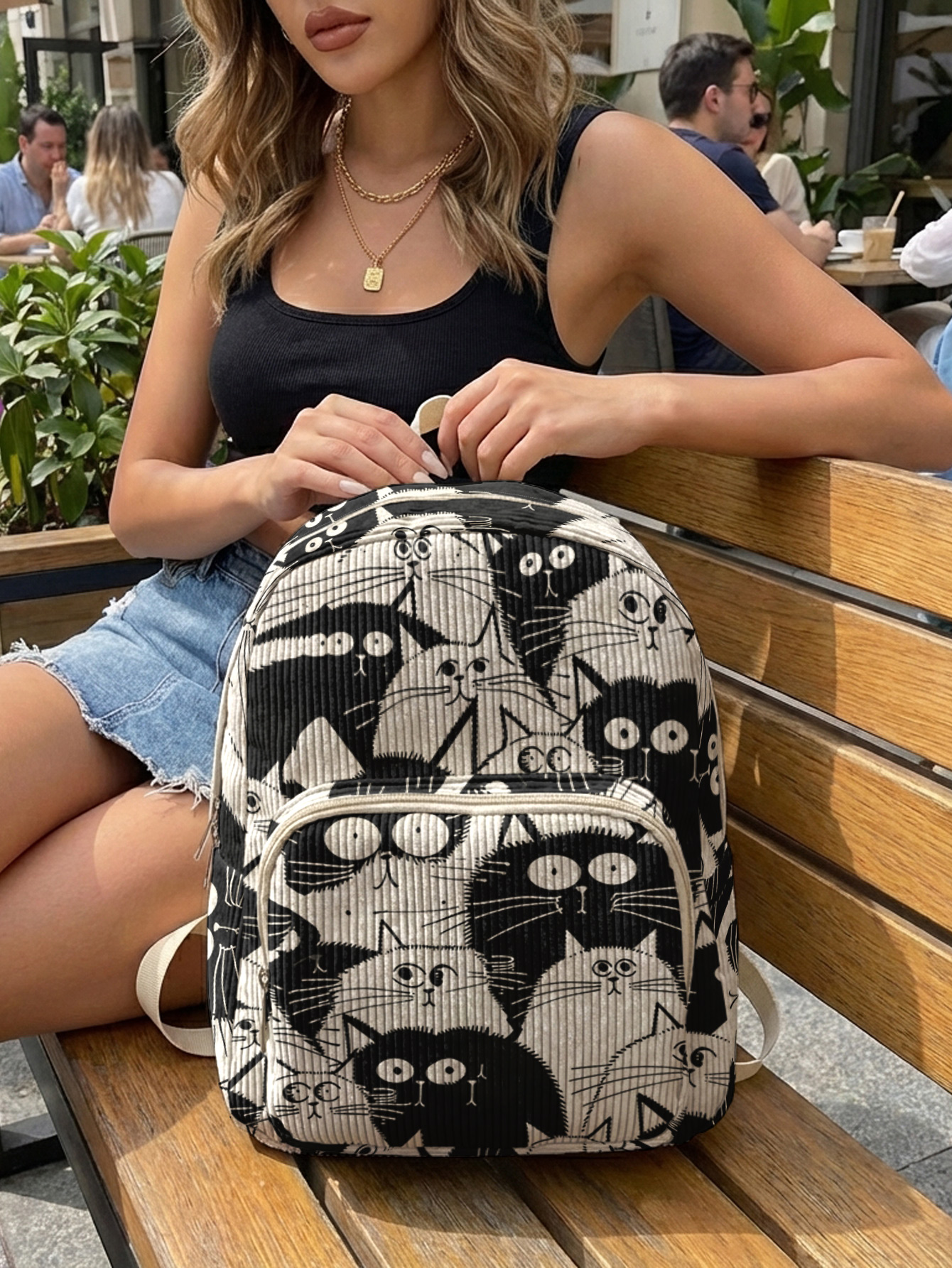 Black & White Cartoon Cats All - Women Bags White review and price