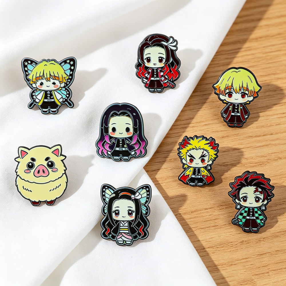 8pcs Demon Slayer Anime Lapel  - Women Bags Jeans review and price