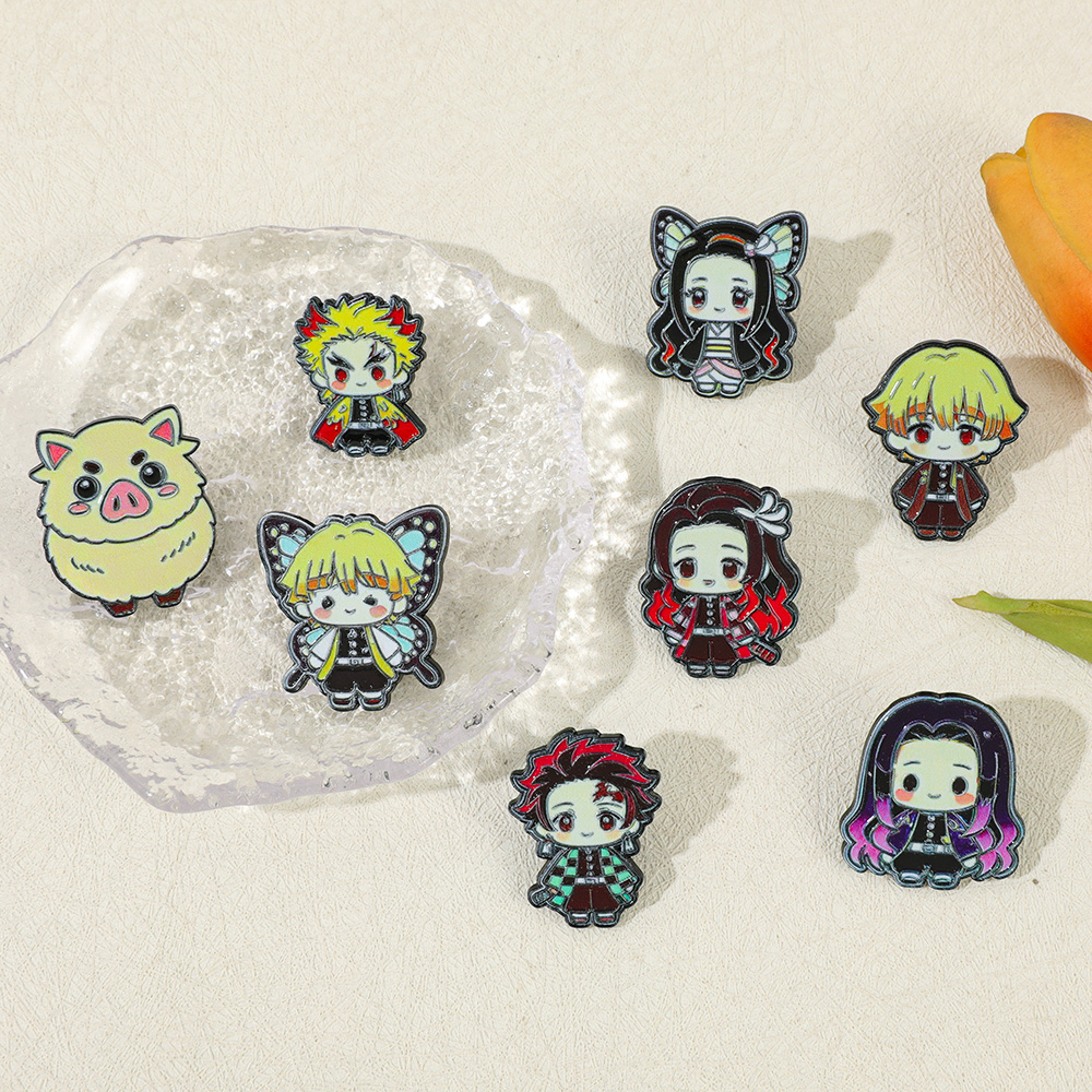 8pcs Demon Slayer Anime Lapel  - Women Bags Jeans review and price
