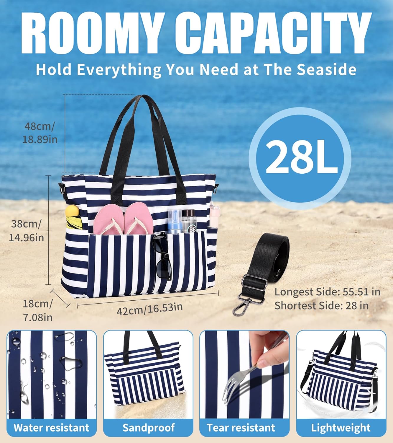 Large Waterproof Beach Bag wit - Women Bags Waterproof review and price